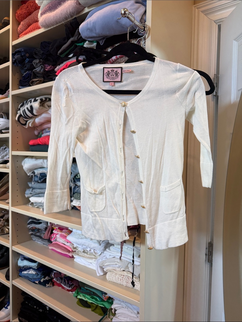 Juicy Couture Cream Lightweight Button-Front Cardigan